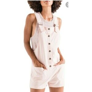 Z SUPPLY Shorts Overalls One Piece Large Peach Skin Button Front Sleeveless New